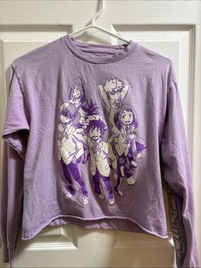 Kids' Lavender Anime Character Crewneck Sweatshirt